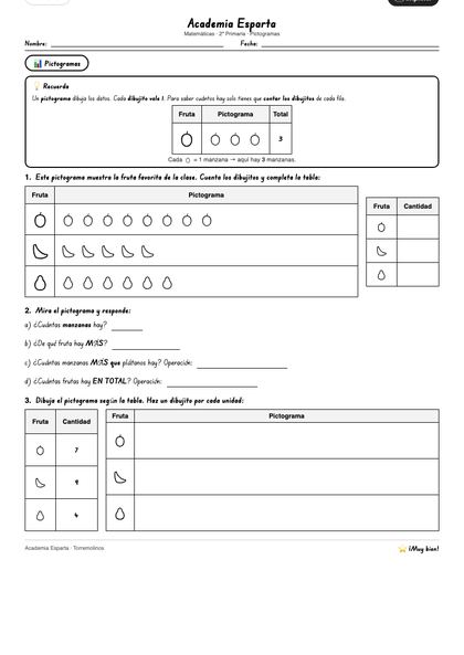 Ficha de pictogramas, 2º Primaria